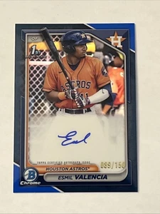 2024 Bowman Chrome Esmil Valencia 1st Rookie Blue Refractor Auto /150 RC AU - Picture 1 of 2