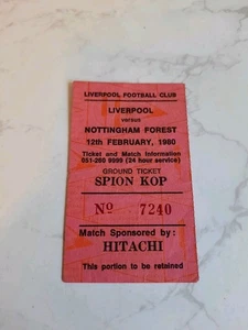 1980 LFC - Liverpool vs Nottingham Forest Ticket Stub - Collectable - Picture 1 of 3