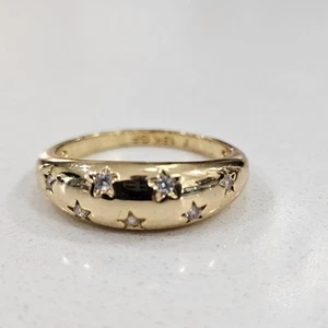 Vntg 18k Gold Filled Dome Ring 7 Star Ring Celestial Jewelry Cubic Zirconia Sz 7 - Picture 1 of 4