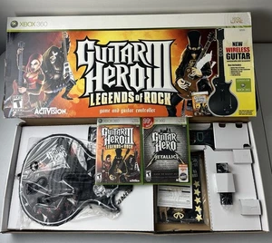 Xbox 360 Guitar Hero 3 Les Paul Bundle w/ Box 2 Games Legends of Rock Metallica - Picture 1 of 24