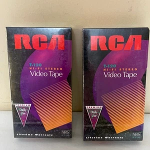 New Set/2 RCA VHS HI-FI Stereo Premium Grade Blank Video Cassette Tapes T-120 - Picture 1 of 2