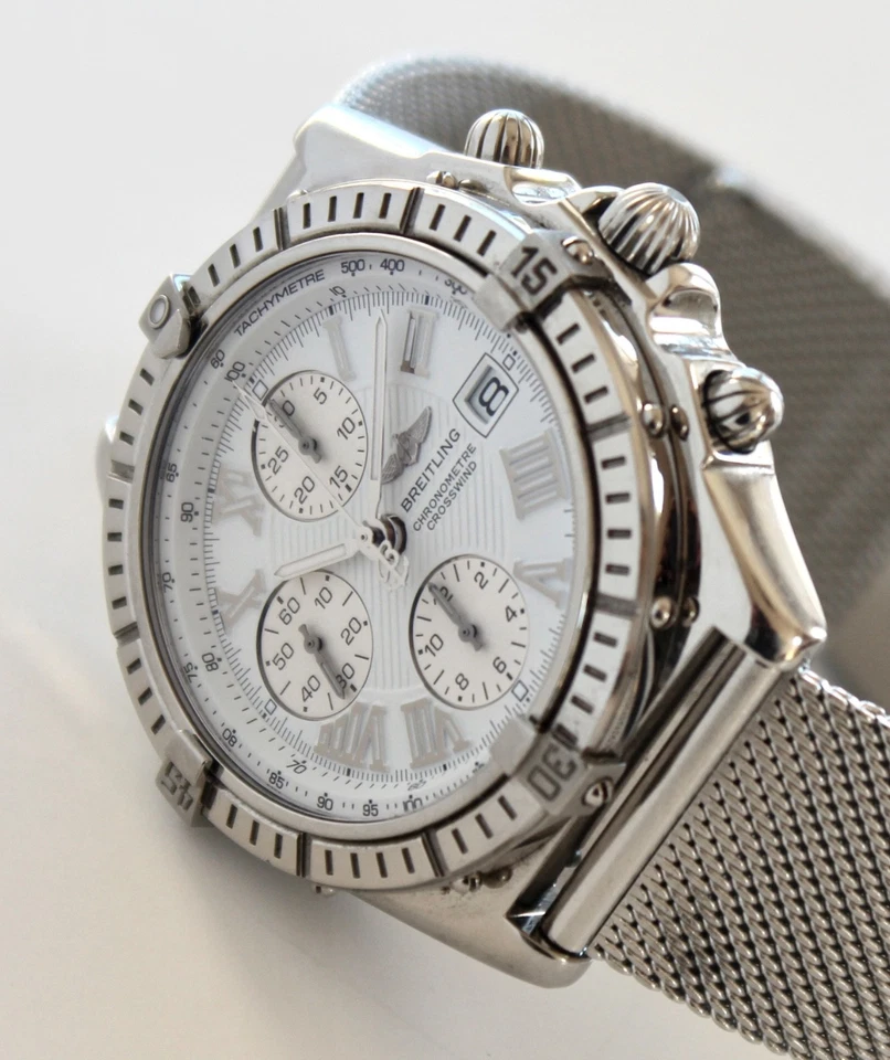 BREITLING Watch, A13355 CROSSWIND, 43mm automatic chronograph, WHITE dial, WOW! - Image 1 of 4