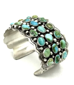 Navajo Indianer 🇺🇸 Handarbeit Sterling Silber Sonora Gold Türkis großes Armband - Bild 1 von 20