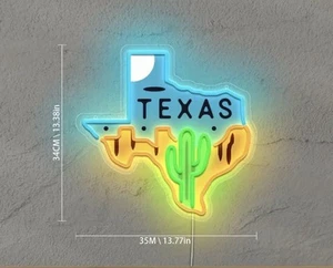Texas Kaktus Leuchtreklame LED für Bar, Garage, Man-Cave 13”x 13,6” - Bild 1 von 2