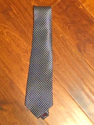 "Corbata polo vintage Ralph Lauren seda azul marino blanco cuadros pequeños 4""x 56""" Foto 1 de 4