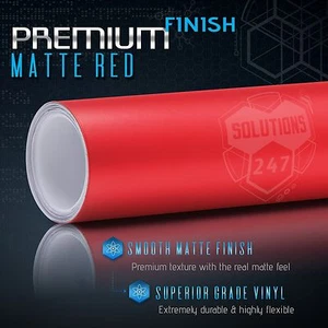 Matte Flat Red Vinyl Wrap Film Decal Bubble Free Air Release - 12" x 60" In - Picture 1 of 8
