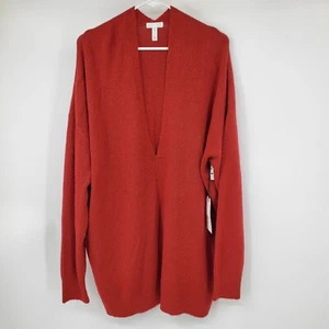 NWT Leith Nordstrom Red V Neck Long Sleeve Tunic Sweater Shirt Top 2X - Picture 1 of 9