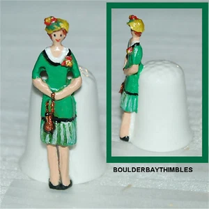 SHAPED THIMBELLES THIMBLE - #16 WOMAN in KNEE LENGTH GREEN DRESS - Picture 1 of 6