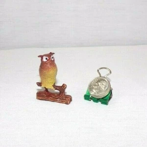 VTG Miniature Dollhouse Owl Bird in Tree Figurine Hong Kong Plastic 1.5" Brown - Picture 1 of 4