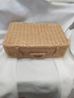 Small Wicker Picnic Basket With Handles & Closure Clasps Lightweight Decor