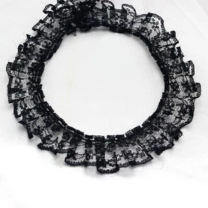 5.5 Yards Black Ruffle Unilateral Lace Trim Ribbon 23mm Sewing Wedding Craft DIY - Picture 1 of 7