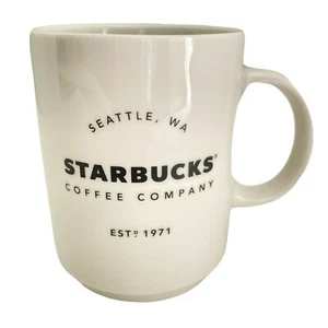 Starbucks Mug Coffee Company Seattle WA Est 1971 White Cup 14 Oz Stackable 2018 - Picture 1 of 11