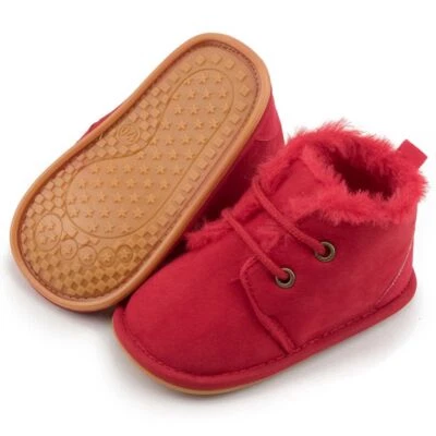 Bebés Niñas Niños Recién Nacido Infante Suela Suave Zapatos Planos Cálidos Botas Forradas de Piel Invierno Foto 1 de 4