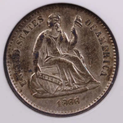 1866-S Seated Liberty Half Dime., ANACS AU-50., Store #18736 - Image 1 of 3