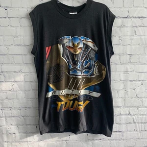 Vintage 1990 Harley Davidson Built Tough Graphic Single Stitch Tank Top Size M - Picture 1 of 6