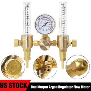 US Dual Output Argon Regler Flowmeter Flow Meter Mig Tig 0-60CFH CGA580 Inlet - Bild 1 von 10