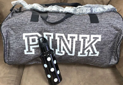 BOLSO DE LONA VS ROSA GRIS 24” CON BOTELLA DE AGUA LUNARES VIAJE/DEPORTE DIVERTIDO!! Foto 1 de 4