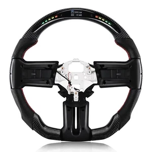 Real Carbon Fiber Steering Wheel with stitching LED Shift Indicator D-shaped ... - Picture 1 of 6