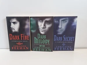 3 x Christine Feehan Dark Fire Dark Melody Dark Secret Carpathian Fantasy Book - Picture 1 of 8