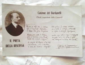 GABRIELE D'ANNUNZIO, LA CANZONE DEI DARDANELLI. CARTOLINA NON VIAGGIATA ORIGINAL - Foto 1 di 2
