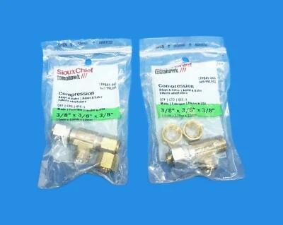(2) Sioux Chief tomahawk LFPBAV-666 compression tees 3/8" x 3/8" x 3/8" - Image 1 of 2