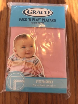 Graco Pack N Play Playard Quick Connect fitted sheet Pink Ships N 24h - Image 1 of 2
