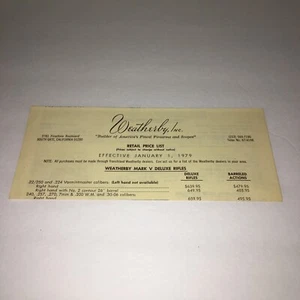 1979 Weatherby Retail Price Sheet - Picture 1 of 3