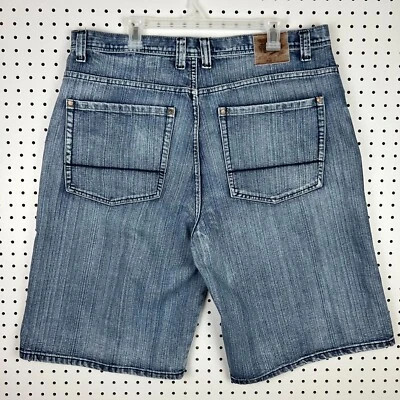 Shorts jeans PJ Mark azul folgado tamanho 40 grunge perna larga skate Y2K hip hop - Imagem 1 de 4