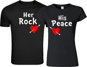 Her Rock His Peace Valentinstag Geschenk Liebe passende süße T-Shirts - Bild 1 von 7