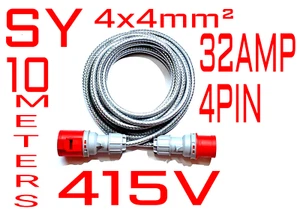 3 PHASE EXTENSION LEAD 32A 415V EXTENSION LEAD 4 PIN HOOK UP LEAD - Picture 1 of 9
