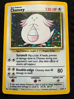 Chansey Base Set 3/102 Holo Rare - Vintage WotC Pokemon TCG LP - Image 1 of 4