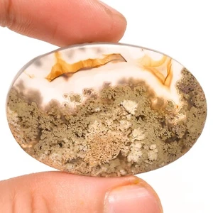 Loose 47.55 Cts. Natural Indonesian Moss Agate OVAL Cabochon 27X40X5 mm Gemstone - Picture 1 of 8
