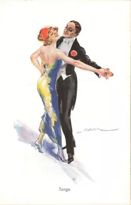 Postal firmada por artista Luis Usaba haciendo el "Tango - Imagen 1 de 2