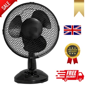 2x Black 16" Desk Table Fan Oscillating Portable 3 Speed Tilting Home Cooling - Picture 1 of 7