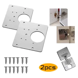 2er-Pack Blech Edelstahl Scharnier Reparaturplatte Möbel Schrank Reparatur - Bild 1 von 4