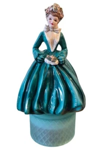 Florence Ceramics Figurine "Sue Ellen"  Blue  Dress W/ Flower Bouquet 8.25" EUC - Picture 1 of 7