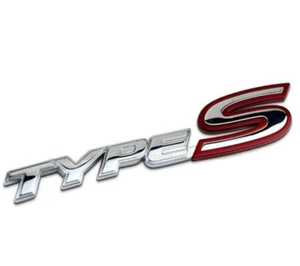 Type S Rear Boot Trunk Badge Emblem Decal Sticker For Honda Civic Chrome Red - Picture 1 of 5