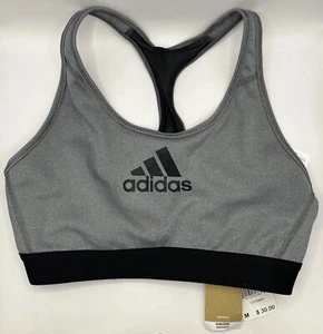 Adidas Gray Racer Back Mesh Sports Bra Women’s Medium Running Bike Gym - Picture 1 of 2