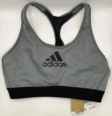 Adidas Gray Black Racer Back Mesh Sports Bra Women’s Medium Raiders - Image 1 of 2