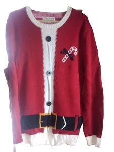 Unisex Classy Santa Clause Ugly Christmas Sweater Cardigan NWT Custome - Picture 1 of 7