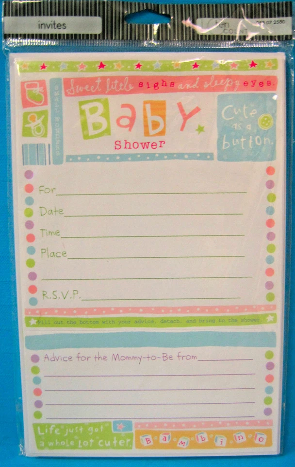 Tus invitaciones de fiesta invitadas 10 tarjetas y sobres diseño de baby shower Carlton Foto 1 de 4