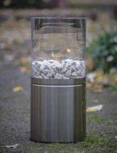 Edelstahl Design Glas Feuer Kamin Bio Ethanol Feuerstelle 68cm Tischkamin In Out - Bild 1 von 4