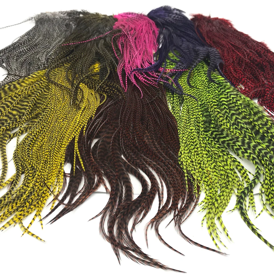 SELA HALF GRIZZLY ROOSTER - Extensões de cabelo Hareline Fly Tying Hackle Feather - Imagem 1 de 3
