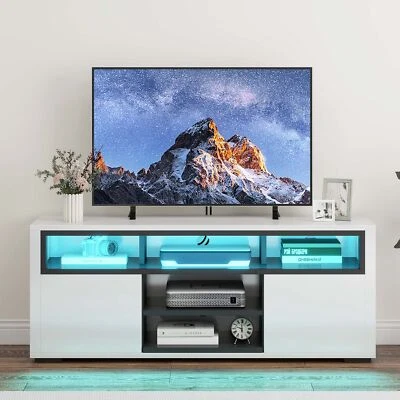 TV Stand With LED Lights for 35 to 55" TVs Console Open Shelves Storage Cabinet - Image 1 of 4