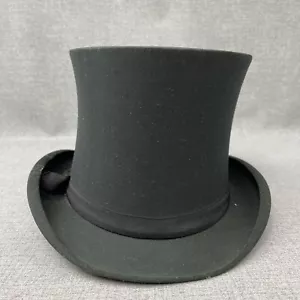 Sombrero de copa antiguo victoriano Ithaca NY Herbert G. Willson formal negro seda c1900 - Imagen 1 de 12