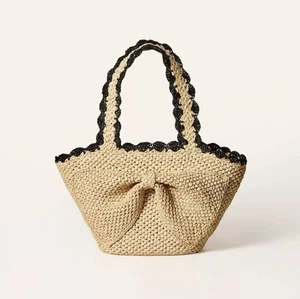 Ships Today. Kate Spade New York x Target Raffia Bow Tote Bag Natural NWT - Picture 1 of 8