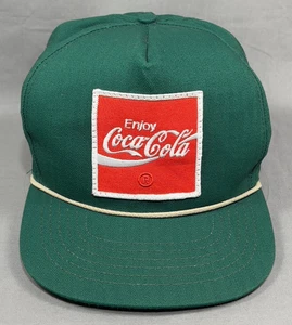 Vintage Coca Cola Snapback Mütze Kappe Seil Riverside grün 5 Panel großer Aufnäher USA Herren - Bild 1 von 13