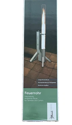 Ambiente Feuerrohr Feuersäule Feuer Rohr Fackel Edelstahl Glas Pellet Feuerspiel - Bild 1 von 3