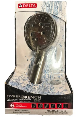 💧Delta 6-Spray Handheld H2Okinetic Power Drench SpotShield Brushed Nickel - Image 1 of 2