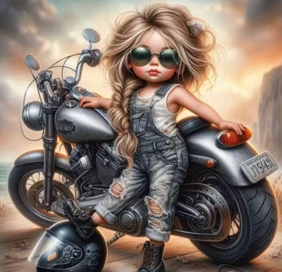 Kit de pintura artística diamante 5D niña y su bicicleta 30cmx30cm Foto 1 de 4